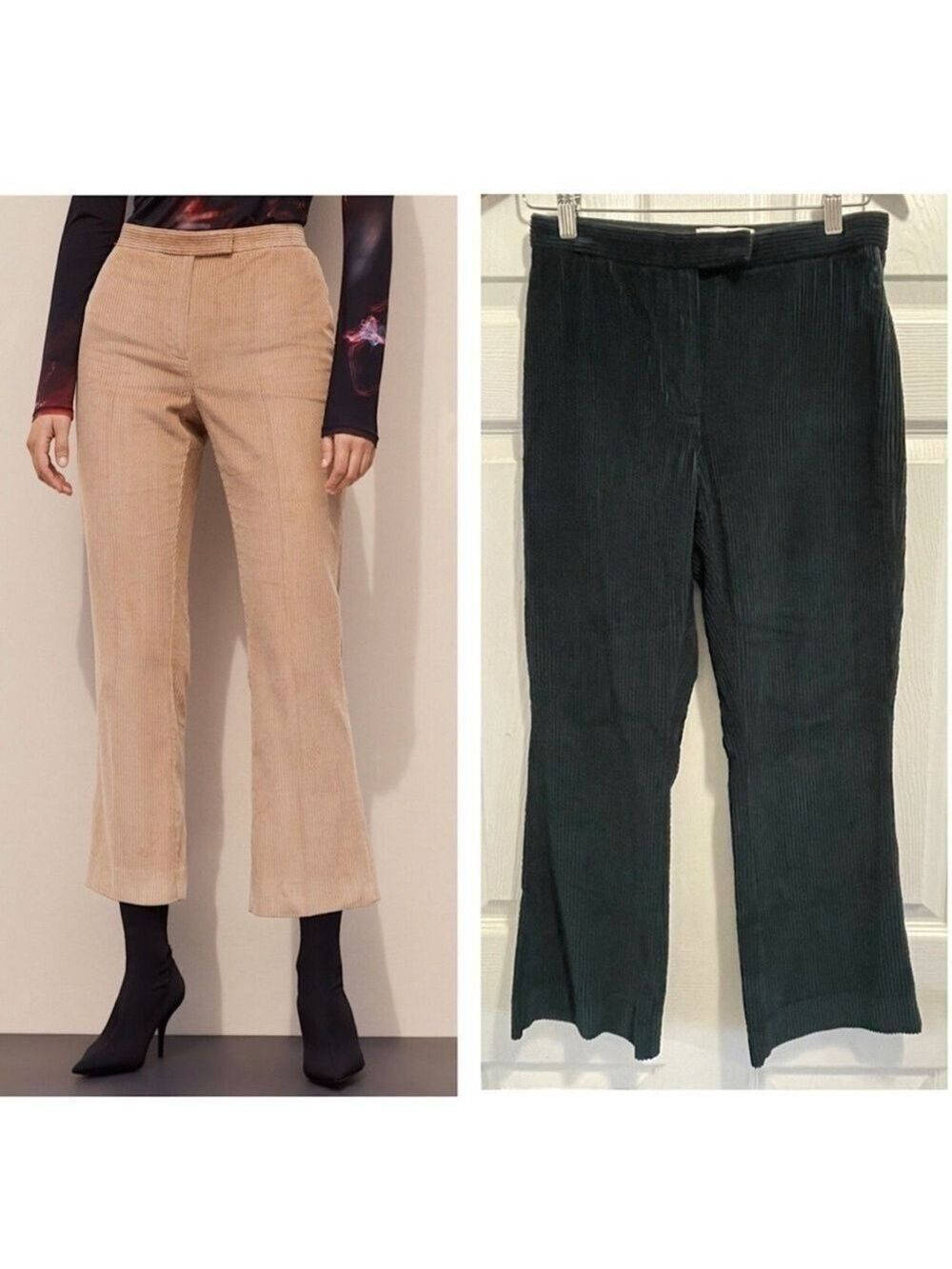 Aritzia Babaton Albers Ankle Kick Flare Cropped Corduroy Pants Sz 4